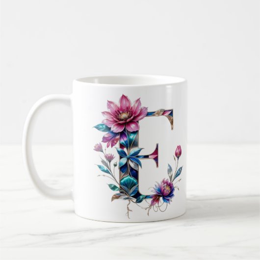 E Café Mug - Design floral pour le don (Gauche)
