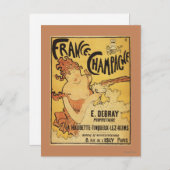 E. Debray Champagne Advertisement Poster Briefkaart (Voorkant / Achterkant)