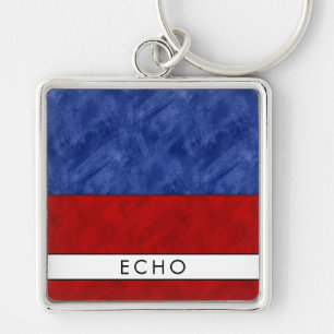 E Echo Nautical Signal Flag + Jouw naam Sleutelhanger