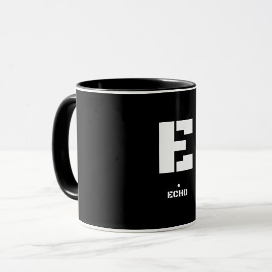 E (ECHO) NAVO Phonetic Alphabet & Morse Code Mok (Voorkant links)
