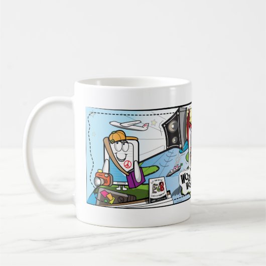 E en B "Dans alsof je nooit..." Witte Mok (Links)