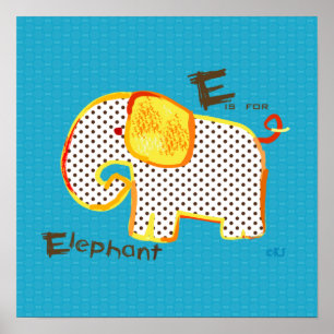 'E est pour l'éléphant ' impression de peinture nu