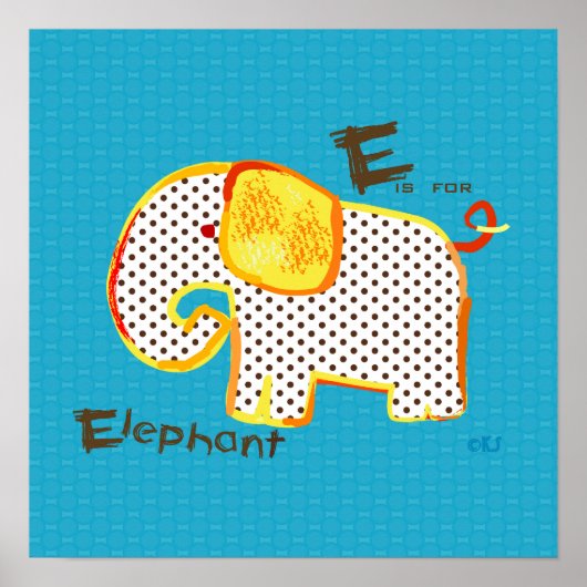 'E est pour l'éléphant ' impression de peinture nu (Devant)