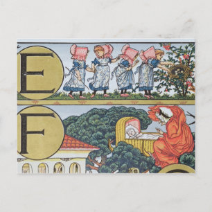E-F uit een alfabet op basis van neursery-ritmes Briefkaart