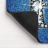 E Faux-"Diamond Bling" op Denim Mousepad Muismat (Hoek)