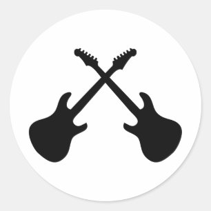 E-gitaren gekruist ronde sticker