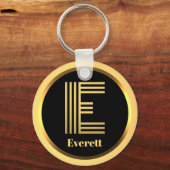 E Gold Monogrammed Letter Personal Sleutelhanger (Voorkant)