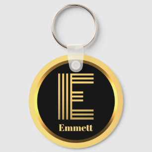 E Gold Monogrammed Letter Personal Sleutelhanger