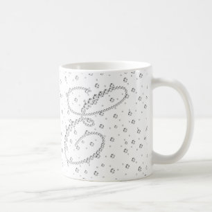 E Initiaal Monogram Witte Diamanten Print Koffiemok
