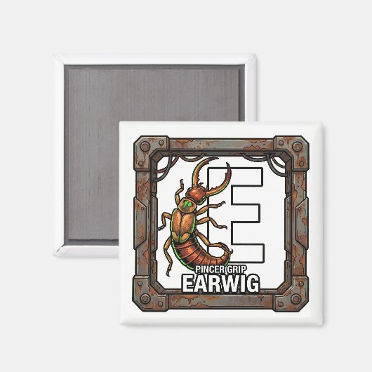 E is for Earwig – GTA Style ABC Learning Magnet (Recto/Verso)