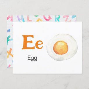 E is voor Egg - Alphabet Flash Kaart
