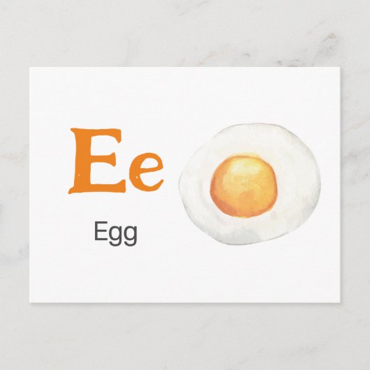 E is voor Egg - Alphabet Flash Kaart (Voorkant)