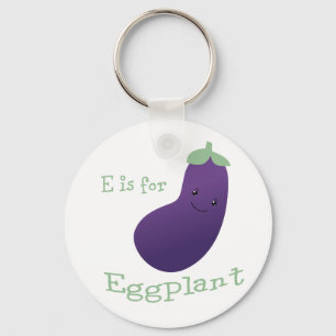 E is voor Eggplant Sleutelhanger