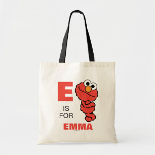 E is voor Elmo Voeg je naam toe Tote Bag