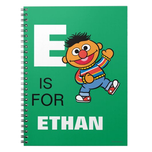 E is voor Ernie | Voeg je naam toe Notitieboek (Voorkant)