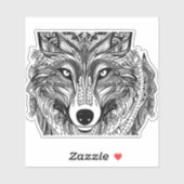 E.J. Gold Wolf Gezicht Verwijderbaar Vinyl Sticker (Vel)