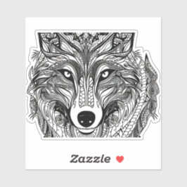 E.J. Gold Wolf Gezicht Verwijderbaar Vinyl Sticker