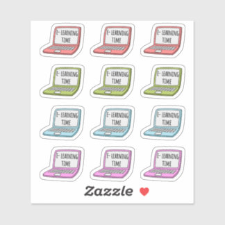 E-Learning Thuis Schooling Herinnering Laptop Plan Sticker