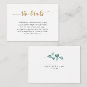 E-legant Eucalyptus Gold bruiloft Informatiekaartje