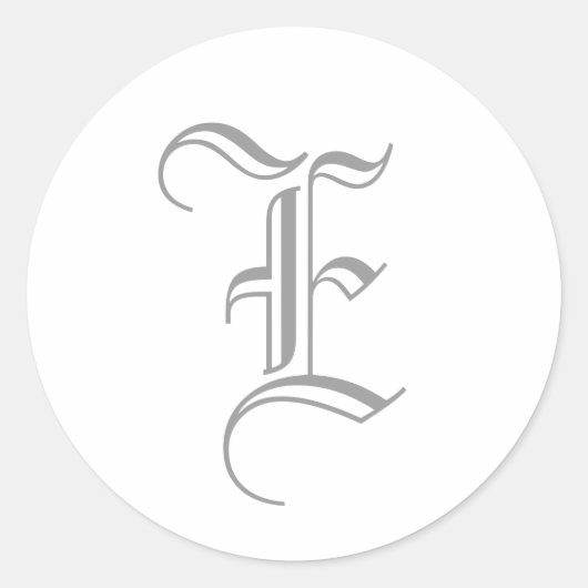 E Letter Monogram Sticker Grey Old English (Voorkant)