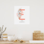 E Letter Monogram White Orchids and Pampas Grass Poster (Keuken)