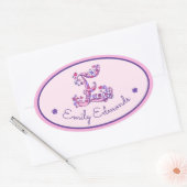 E-lettermonogram aangepaste naam id roze stickers (Envelop)