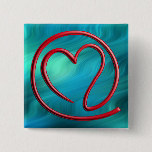 e m ee en G Blauwgolven Vierkante Button 5,1 Cm
