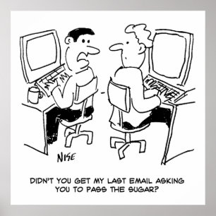 E-mails van computeroperator met verzoek om suiker poster