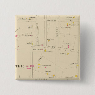 E Manchester, Bakerville, ard 6 Vierkante Button 5,1 Cm