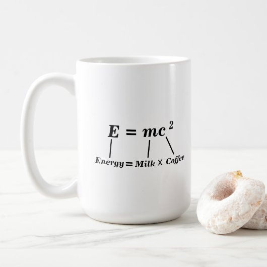 E=mc2 natuurkunde-energie Einstein grappig Koffiemok (Met donut)