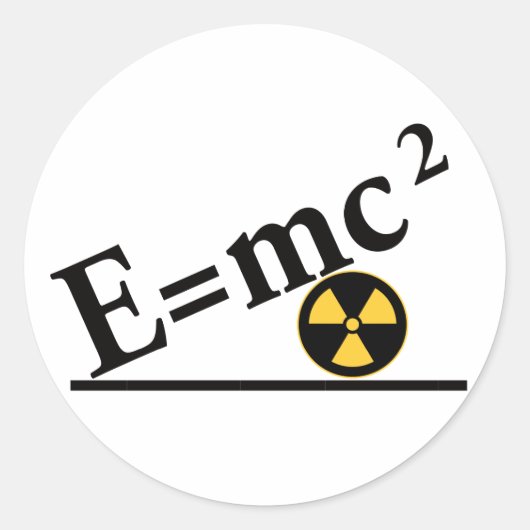 E=mc2 opnieuw ronde sticker (Voorkant)