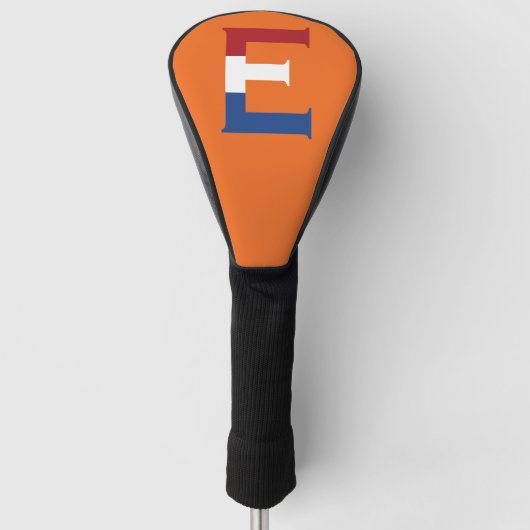 E Monogram bedekt op NLD Vlag op of dccnt Golfheadcover (Voorkant)