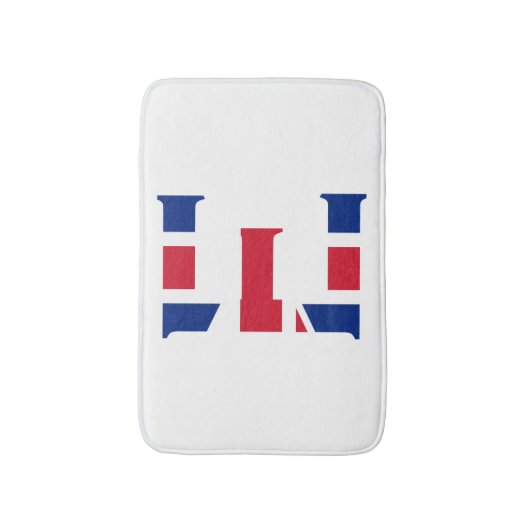 E Monogram bedekt op Union Jack Flag bmcnt Badmat (Voorkant Verticaal)