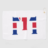 E Monogram bedekt op Union Jack Flag gtcnt Golfhanddoek (Horizontaal)