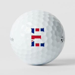 E Monogram bedekt op Union Jack Flag tmtp5 gbcnt Golfballen