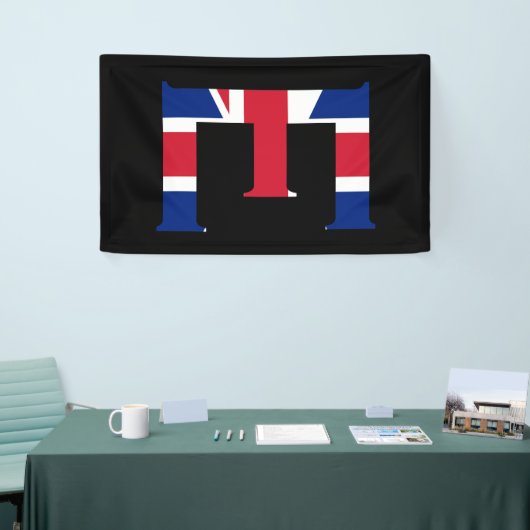 E Monogram bedekt op Union Jack Flag (v) brcnt Spandoek (Beurs)