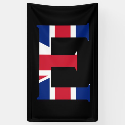 E Monogram bedekt op Union Jack Flag (v) brcnt Spandoek (Verticaal)