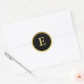 E:: Monogram E Elegant Goud en Zwarte Sticker (Envelop)