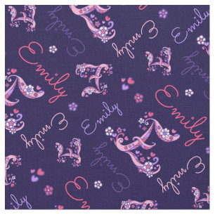 E monogram en gepersonaliseerde naam Emily fabric Stof