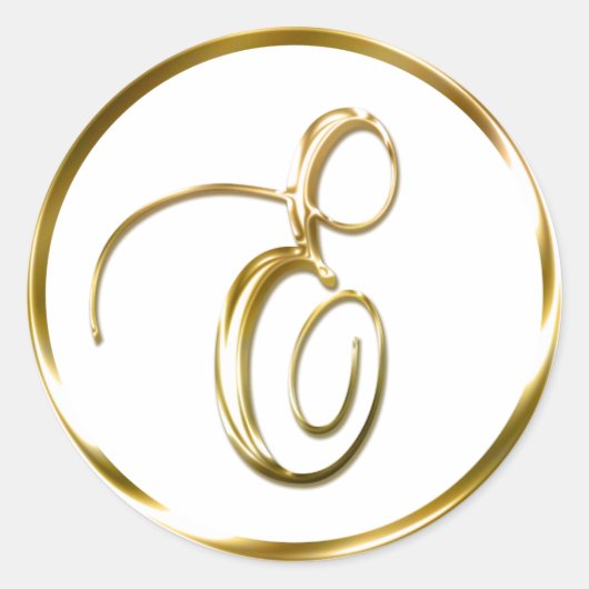 E Monogram Faux Gold Envelope of Favor Seal Ronde Sticker (Voorkant)