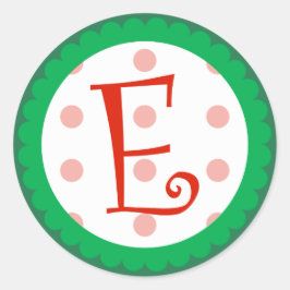 E Monogram (grillige kerst) Ronde Sticker