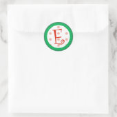 E Monogram (grillige kerst) Ronde Sticker (Tas)