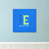 E Monogram Initiaal Bar Bat Mitzvah Sign-In Board Canvas Afdruk (Insitu (Houten vloer))