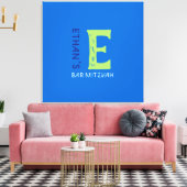E Monogram Initiaal Bar Bat Mitzvah Sign-In Board Canvas Afdruk (Insitu (Woonkamer))
