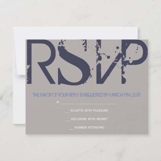 E Monogram Initialen Bar Bat Mitzvah Reply Card RSVP Kaartje (Voorkant)