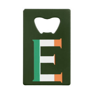 E Monogram overlay op Ierse vlag bocnt Kredietkaart Flessenopener