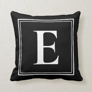 E Monogram Sjabloon Elegant Modern Black White Kussen