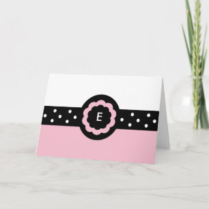E :: Monogramme E Pink & White Card