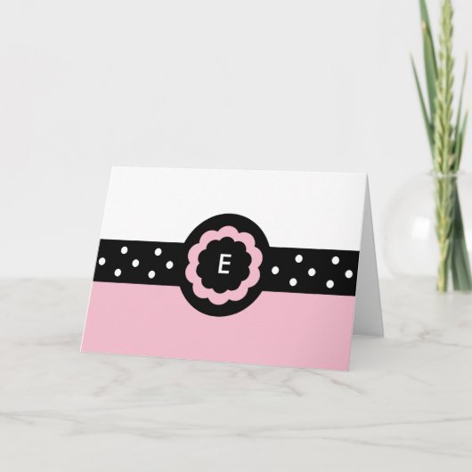 E :: Monogramme E Pink & White Card (Devant)