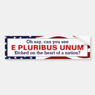 E Pluribus Unum Hart van een Natie Bumpersticker